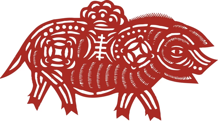 中国风中式传统喜庆民俗人物动物窗花剪纸插画边框AI矢量PNG素材【483】